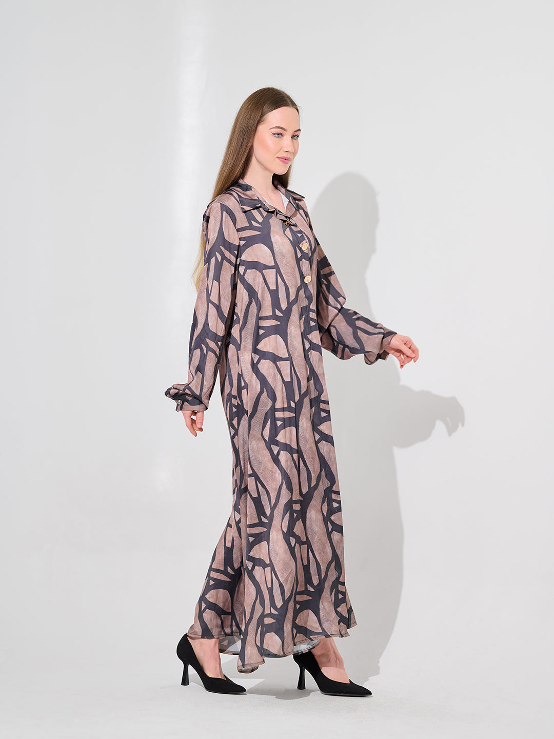 ose Ink Maxi Shirt Dress