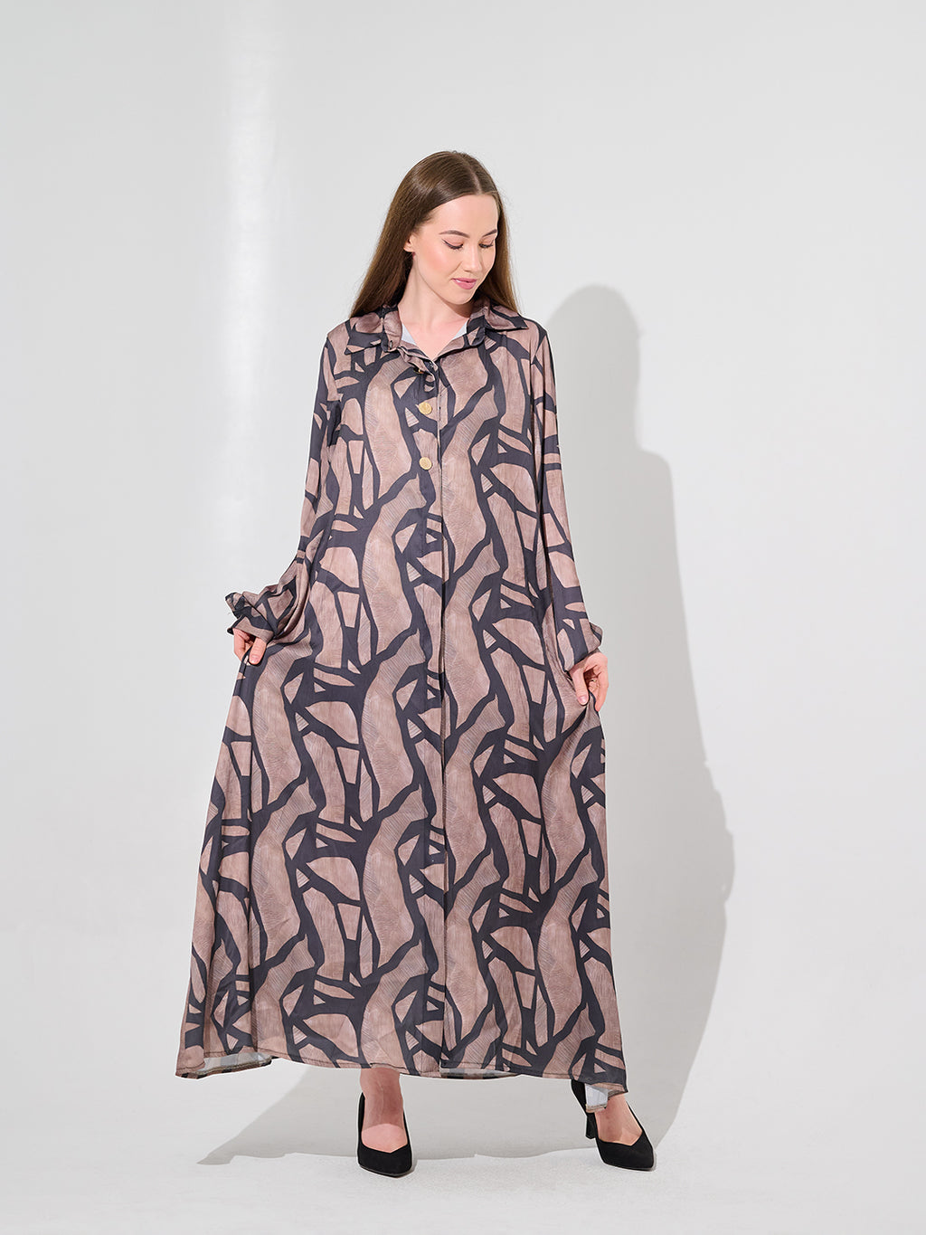 ose Ink Maxi Shirt Dress