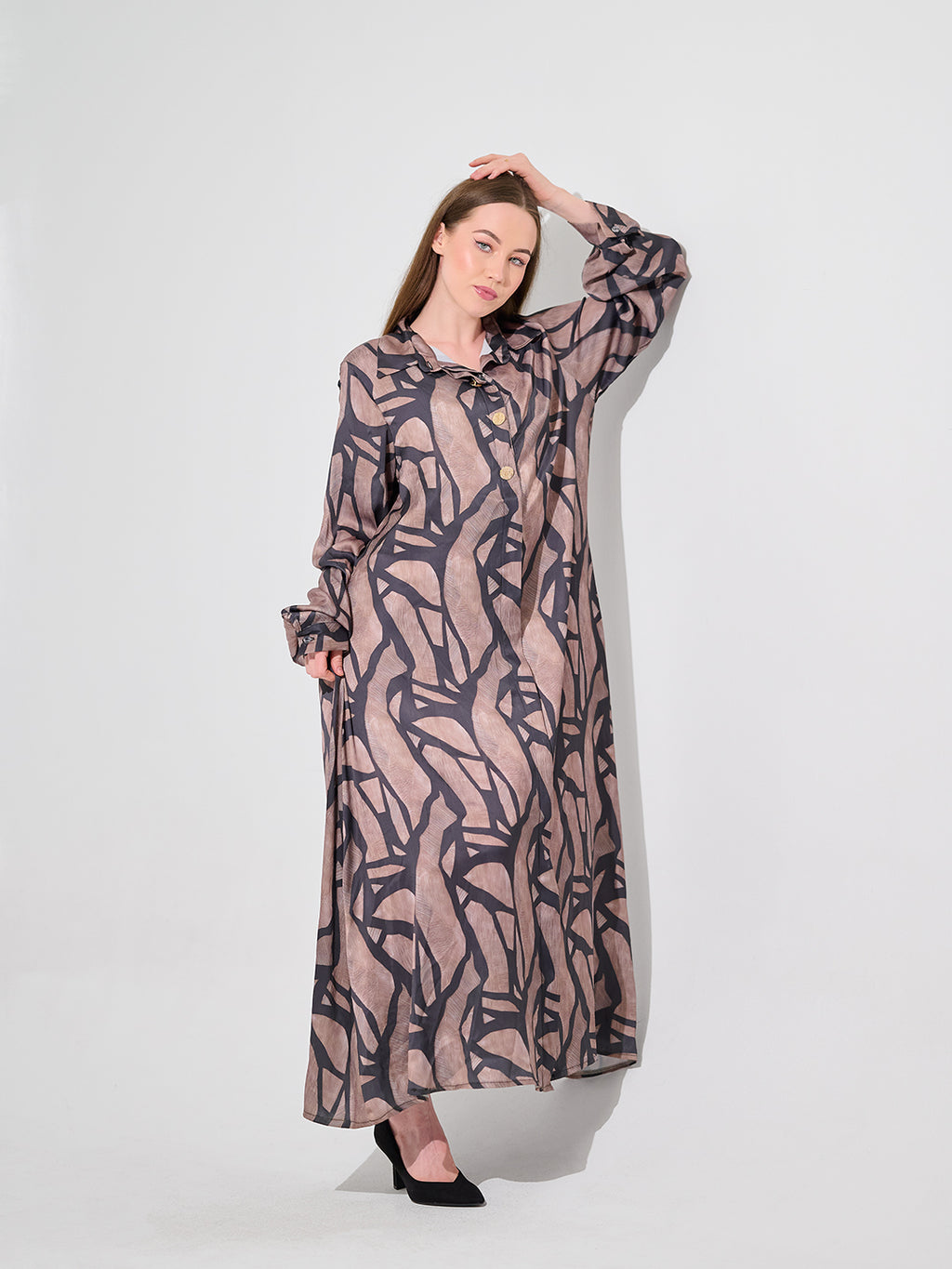 ose Ink Maxi Shirt Dress