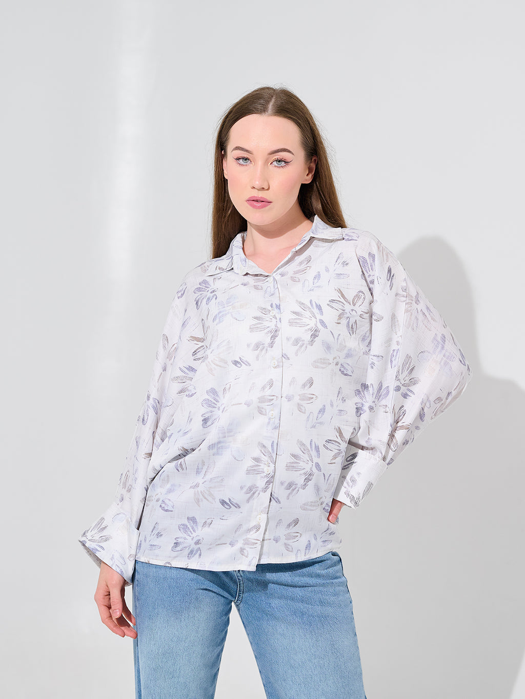 White Sketch Floral Blouse
