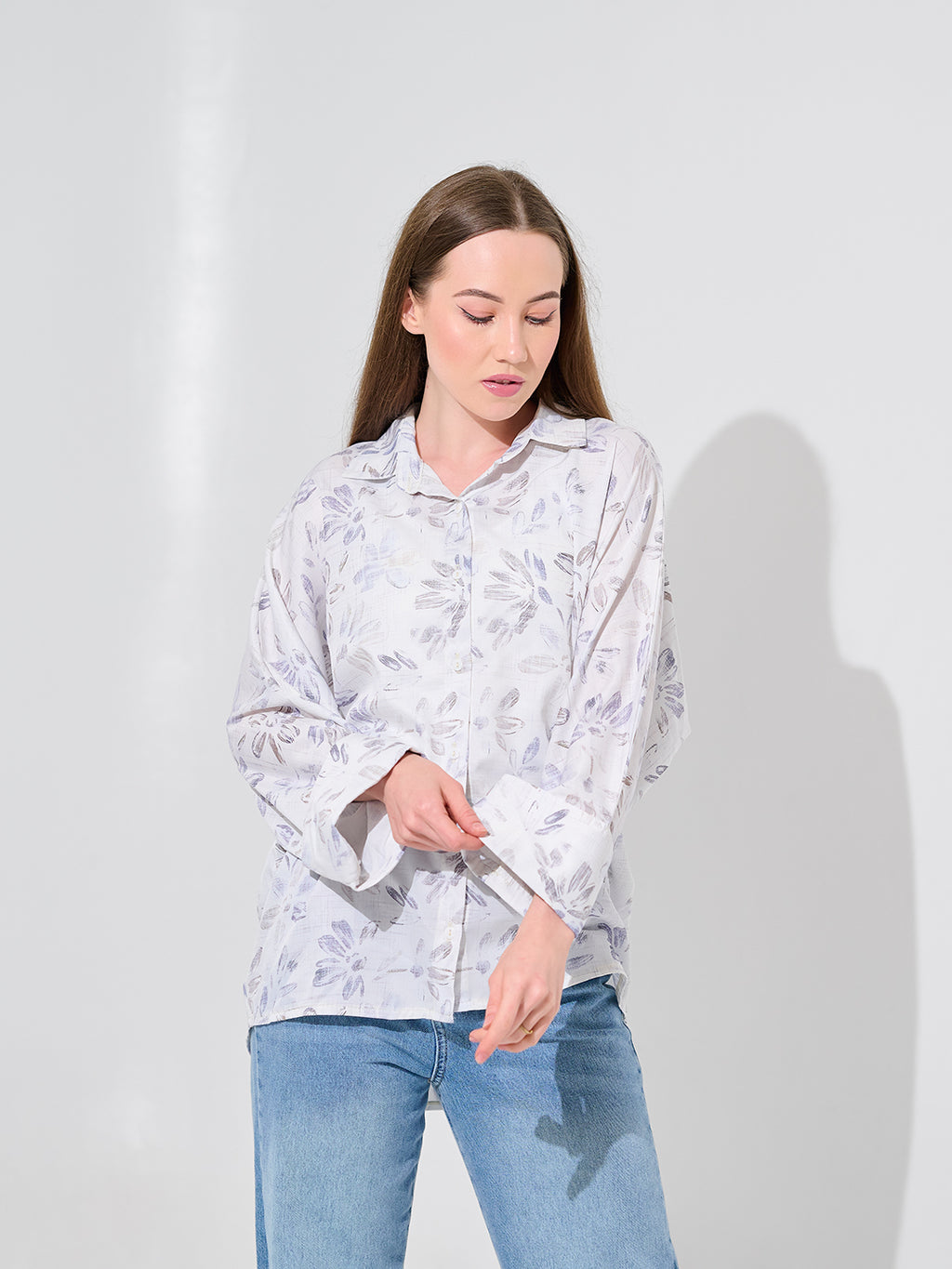 White Sketch Floral Blouse