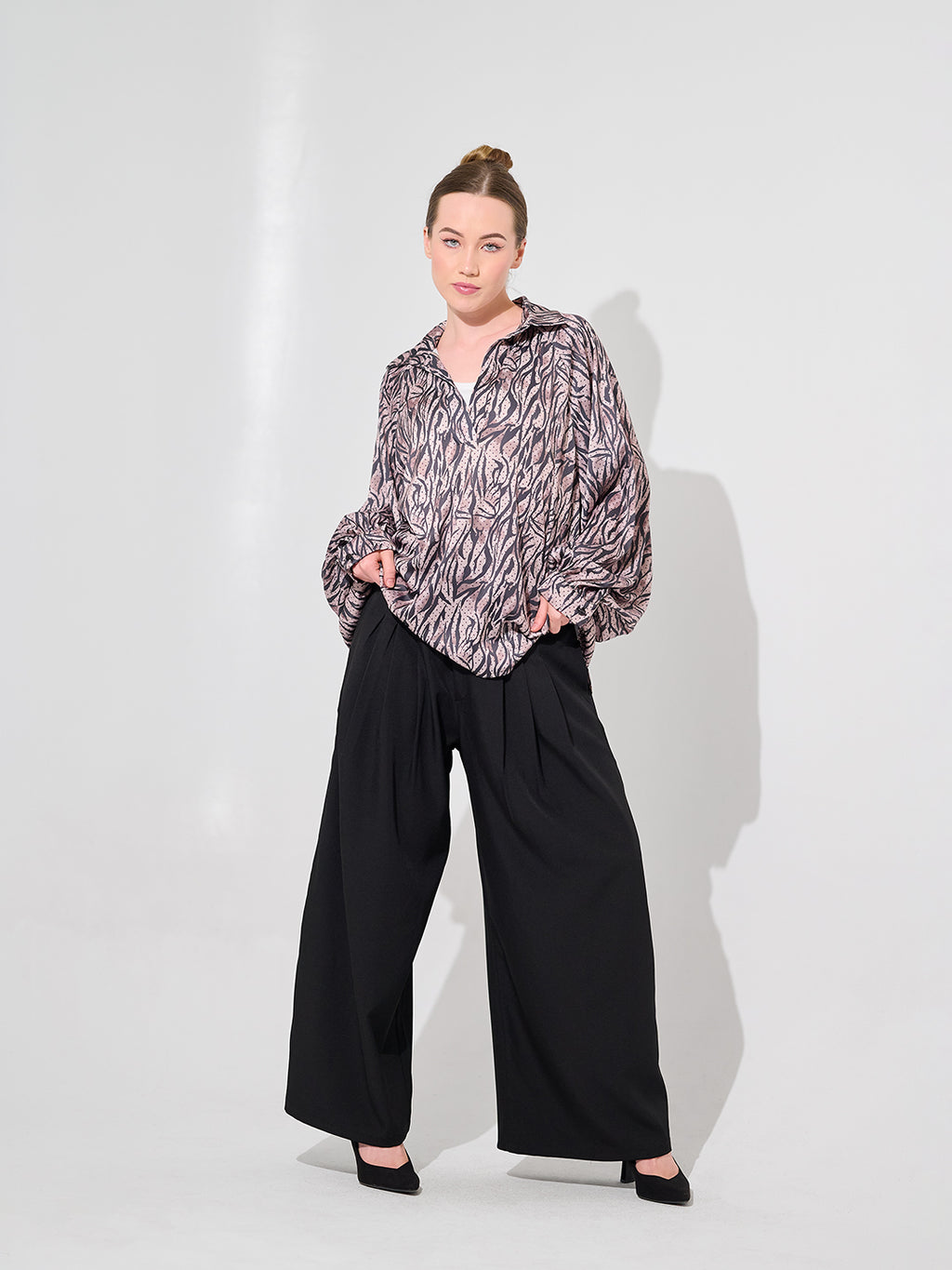 Mauve Zebra Print Oversized Blouse