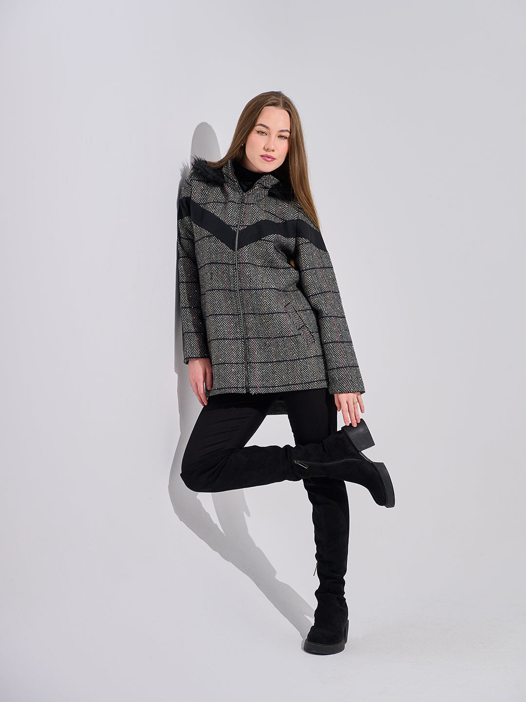 The Graphite Chevron Puffer jacket