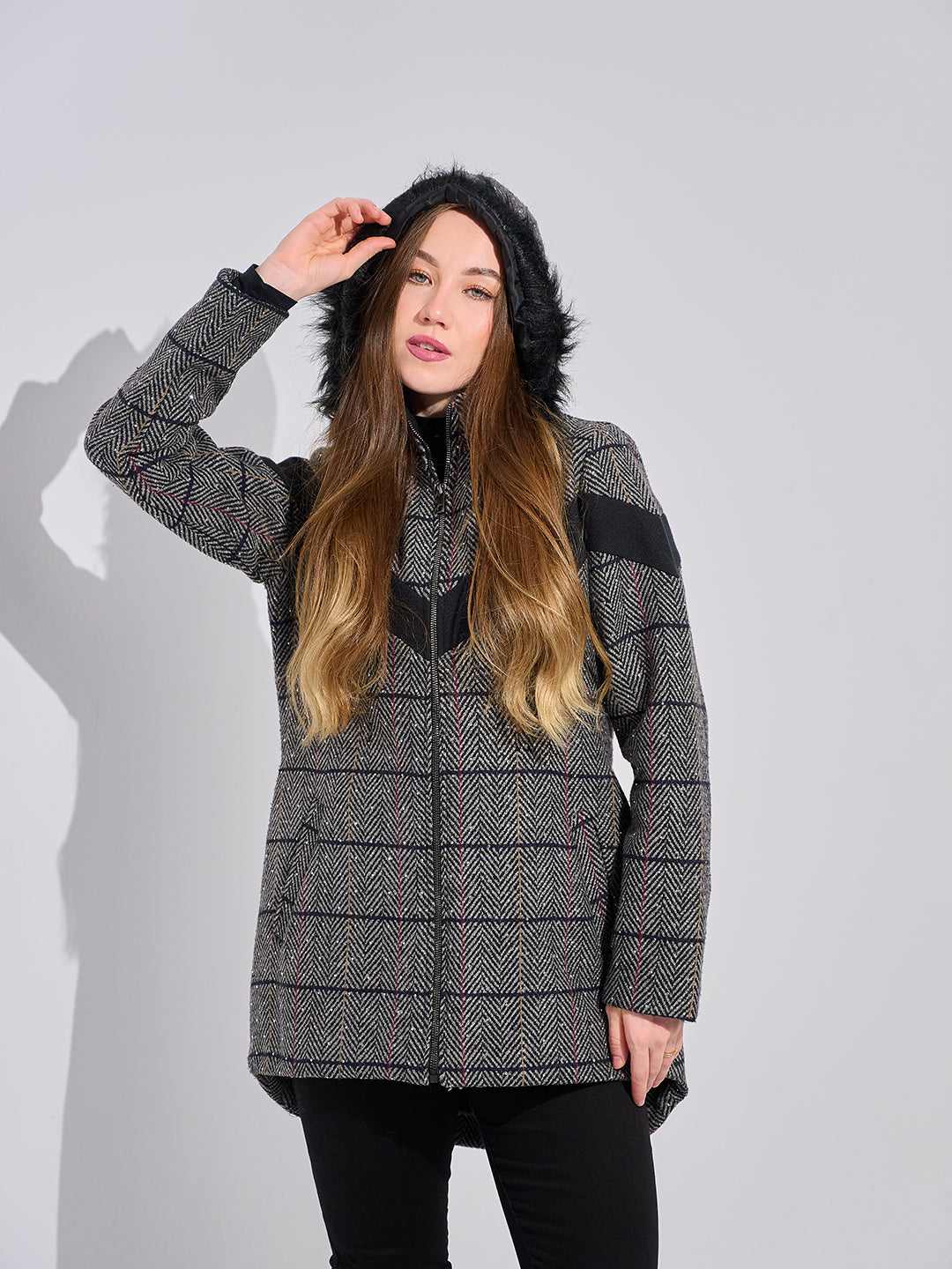The Graphite Chevron Puffer jacket