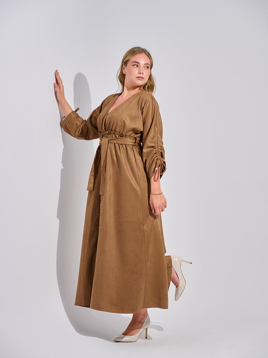 The Sueded Camel Maxi Dress