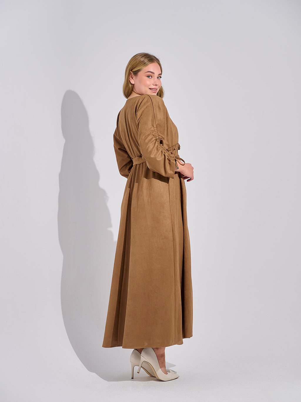 The Sueded Camel Maxi Dress