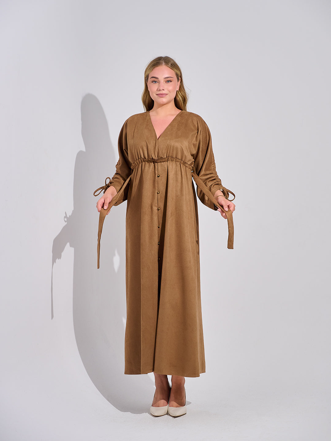 The Sueded Camel Maxi Dress