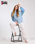 Sky Blue Bubble Embroidery Shirt