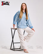 Sky Blue Bubble Embroidery Shirt
