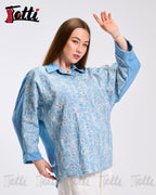 Sky Blue Bubble Embroidery Shirt