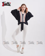 Black Multicolour Embroidered Blouse