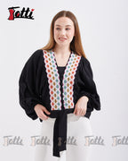 Black Multicolour Embroidered Blouse