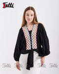 Black Multicolour Embroidered Blouse