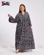 Black Geo Print Tiered Dress