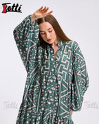 Green Geo Print Dress