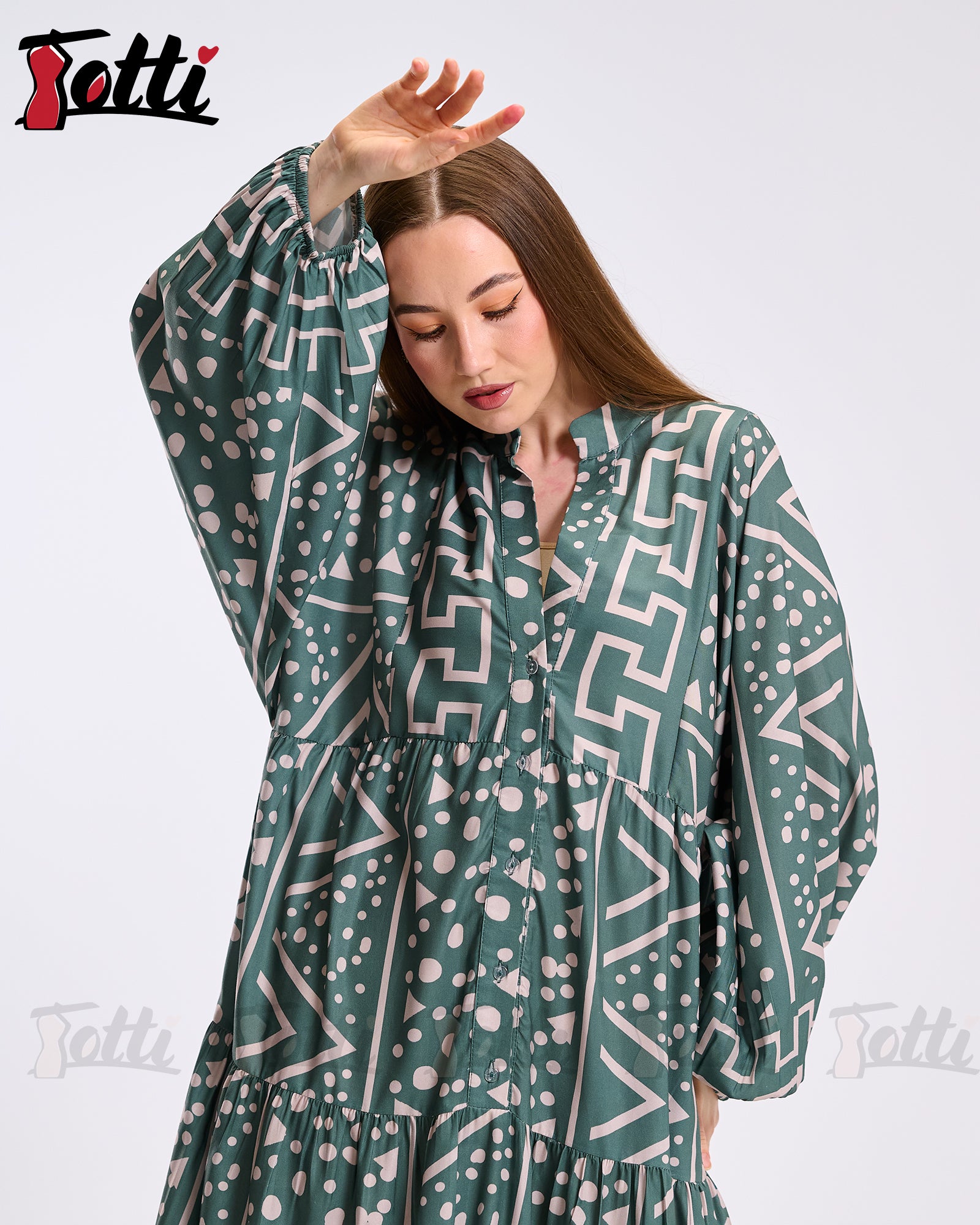 Green Geo Print Dress
