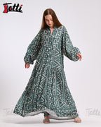 Green Geo Print Dress