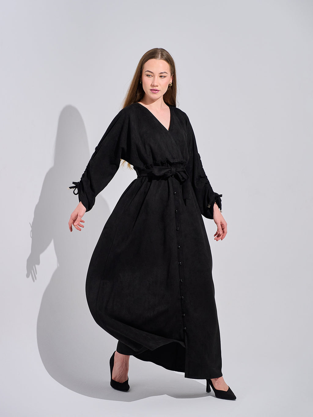 The Sueded Black Maxi Dress