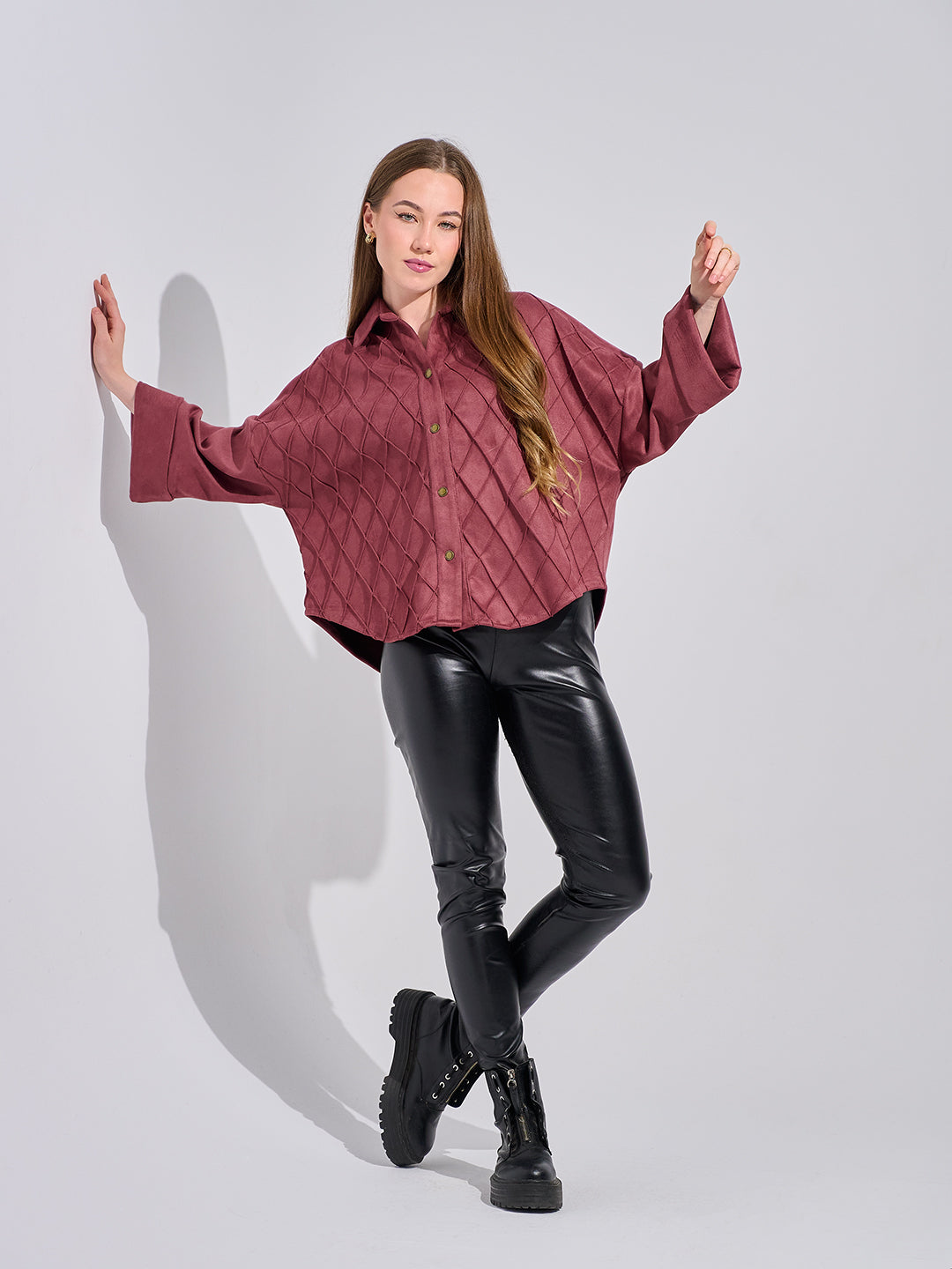 Textured Suede Button-Up Shirt