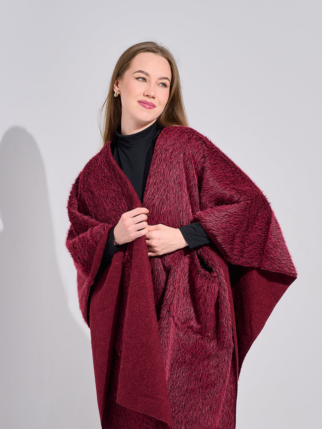 Burgandy Poncho