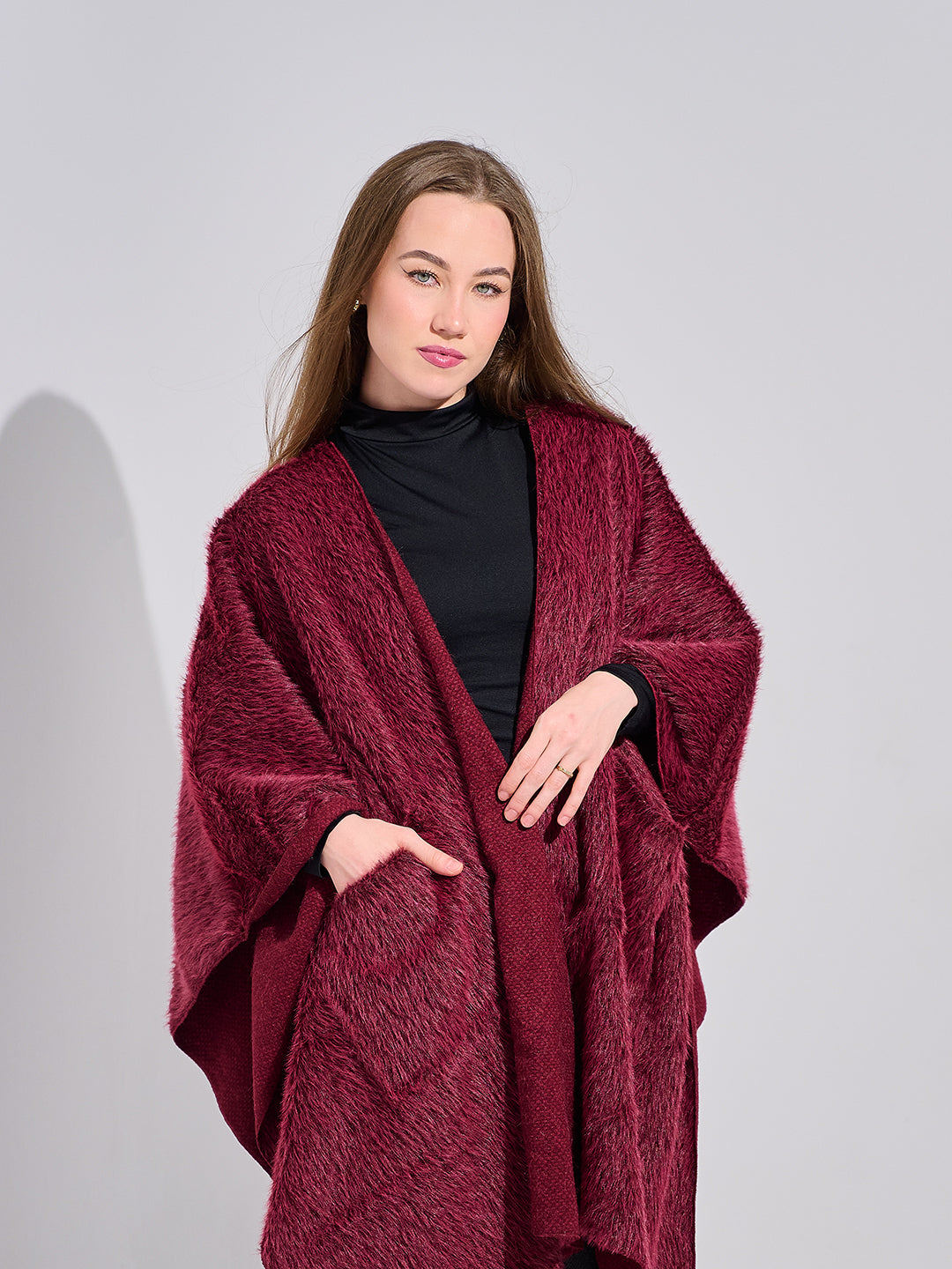 Burgandy Poncho