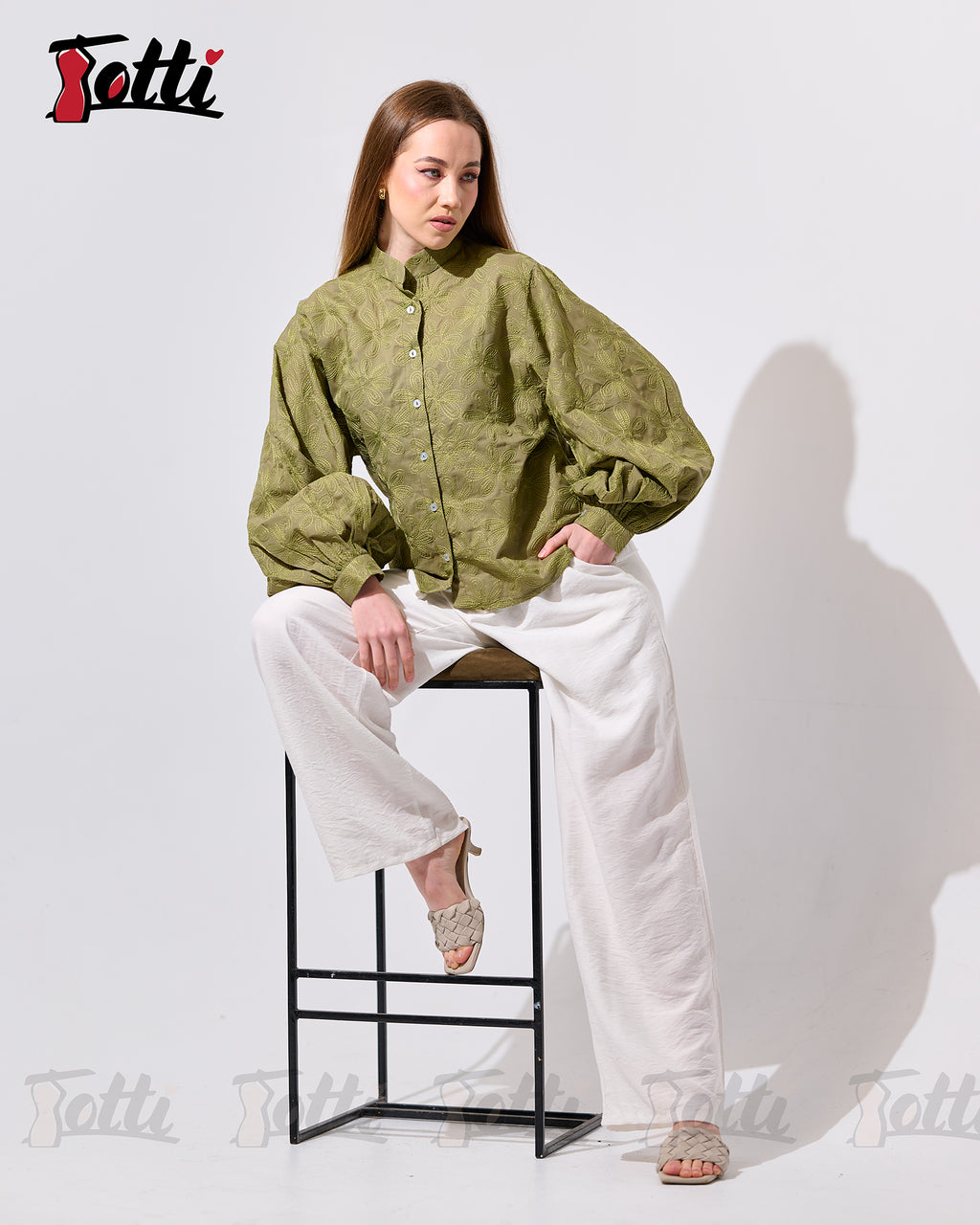 The Olive Floral Embroidered Blouse