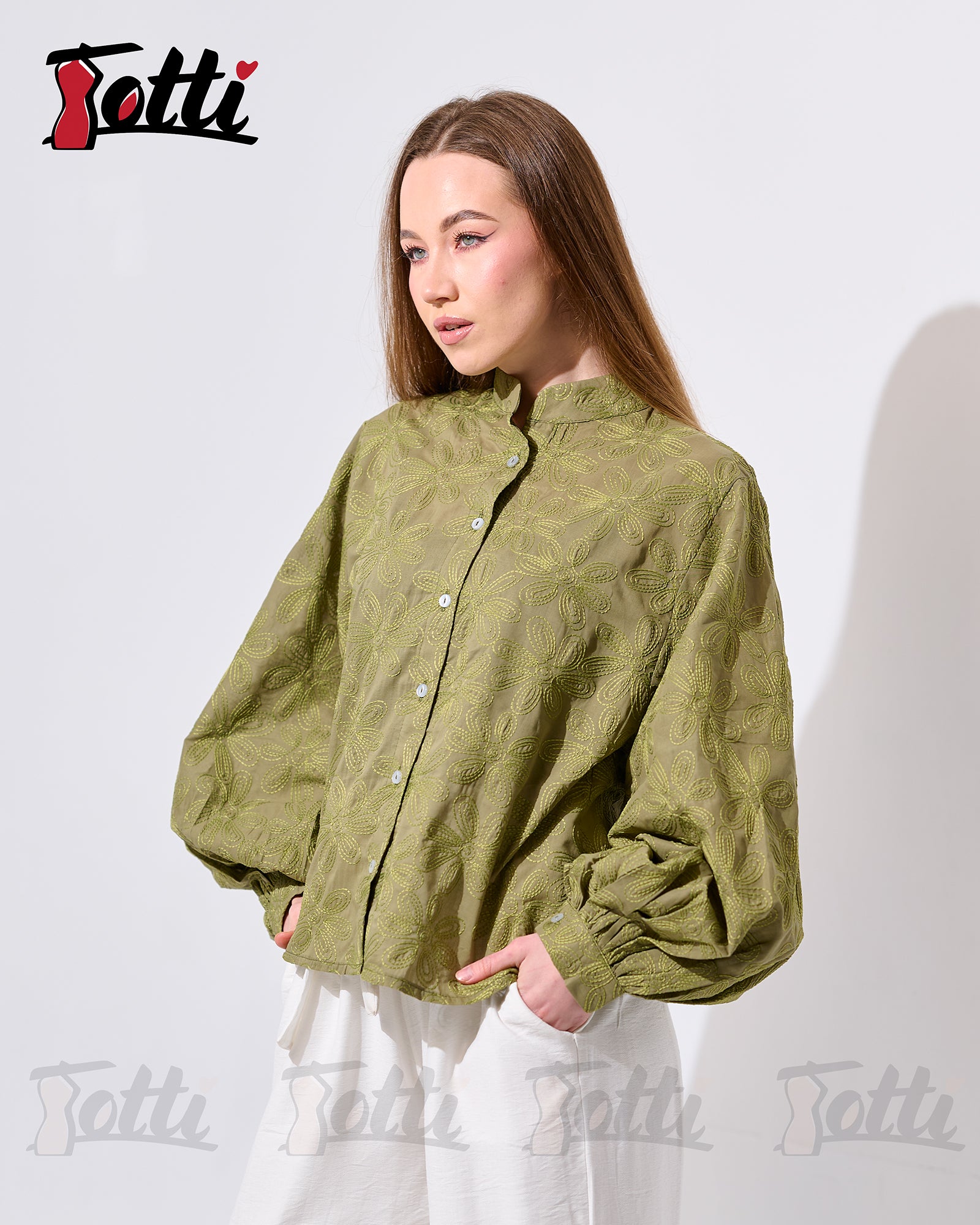 The Olive Floral Embroidered Blouse