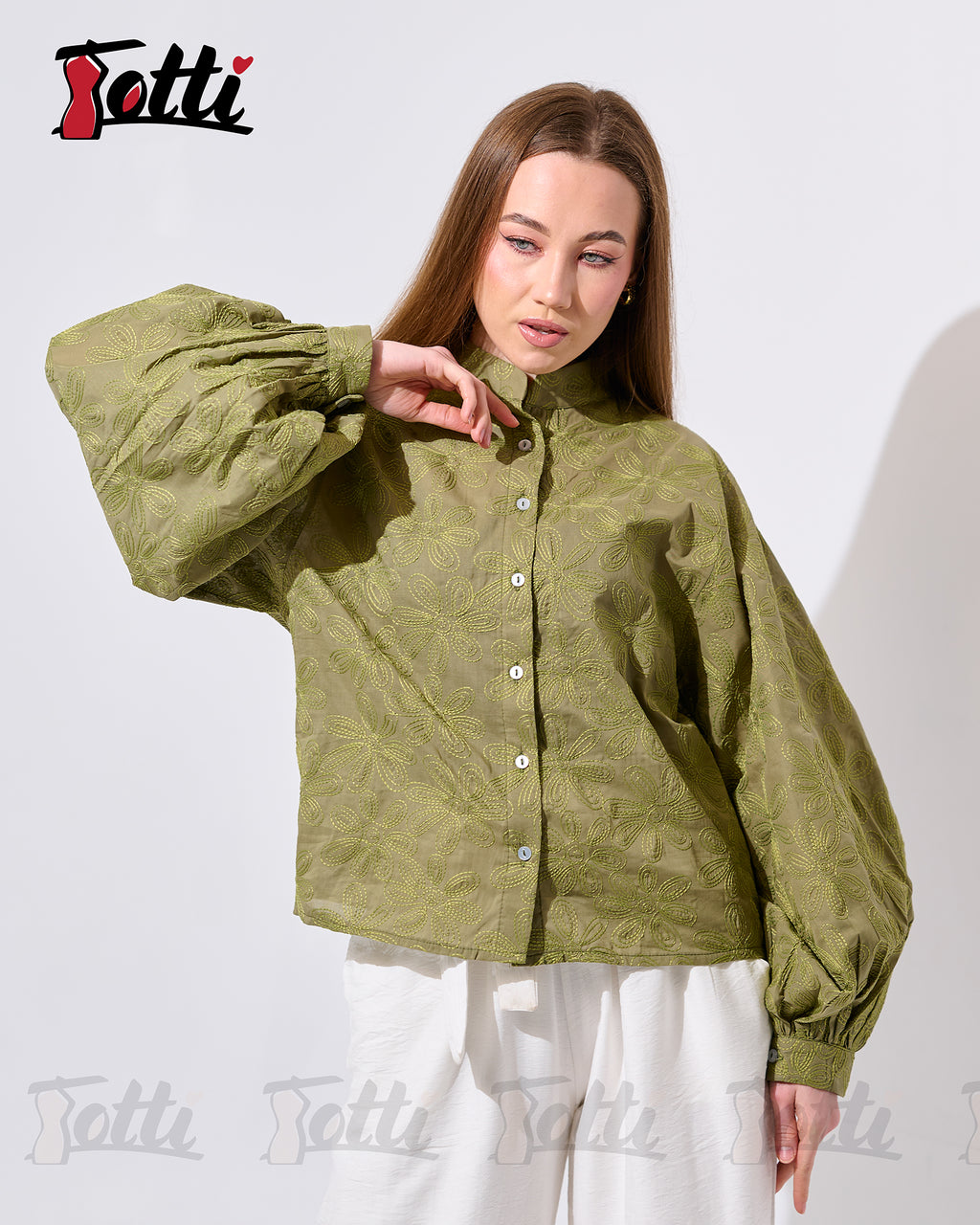 The Olive Floral Embroidered Blouse