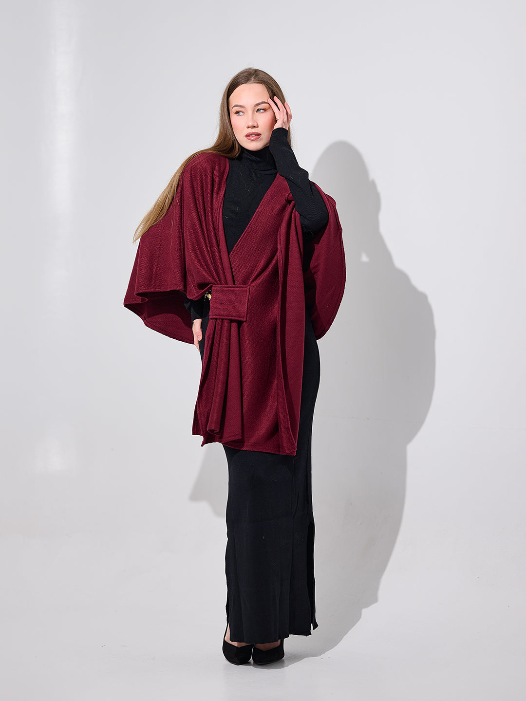 Twist-Front Knit Shawl