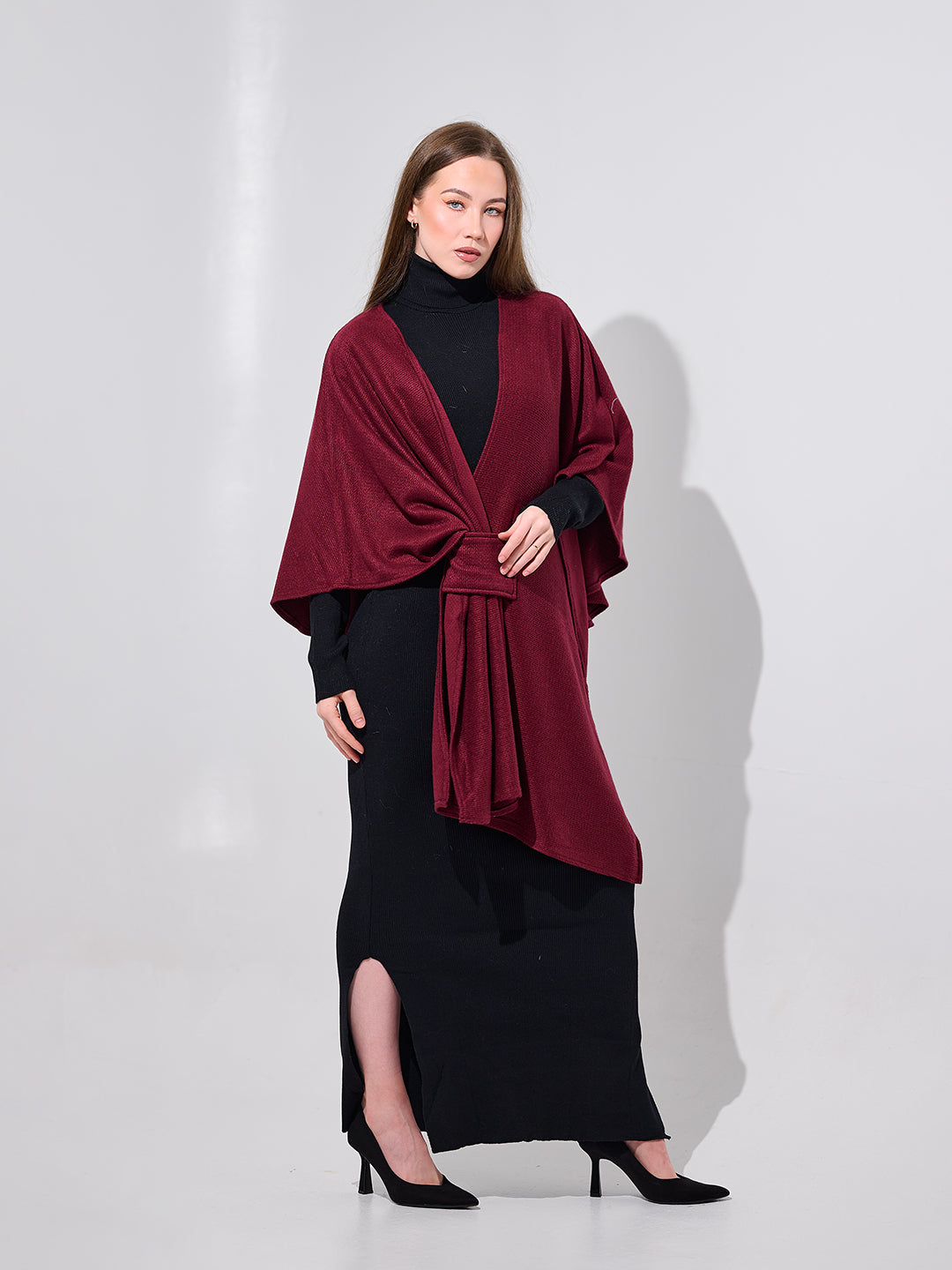 Twist-Front Knit Shawl