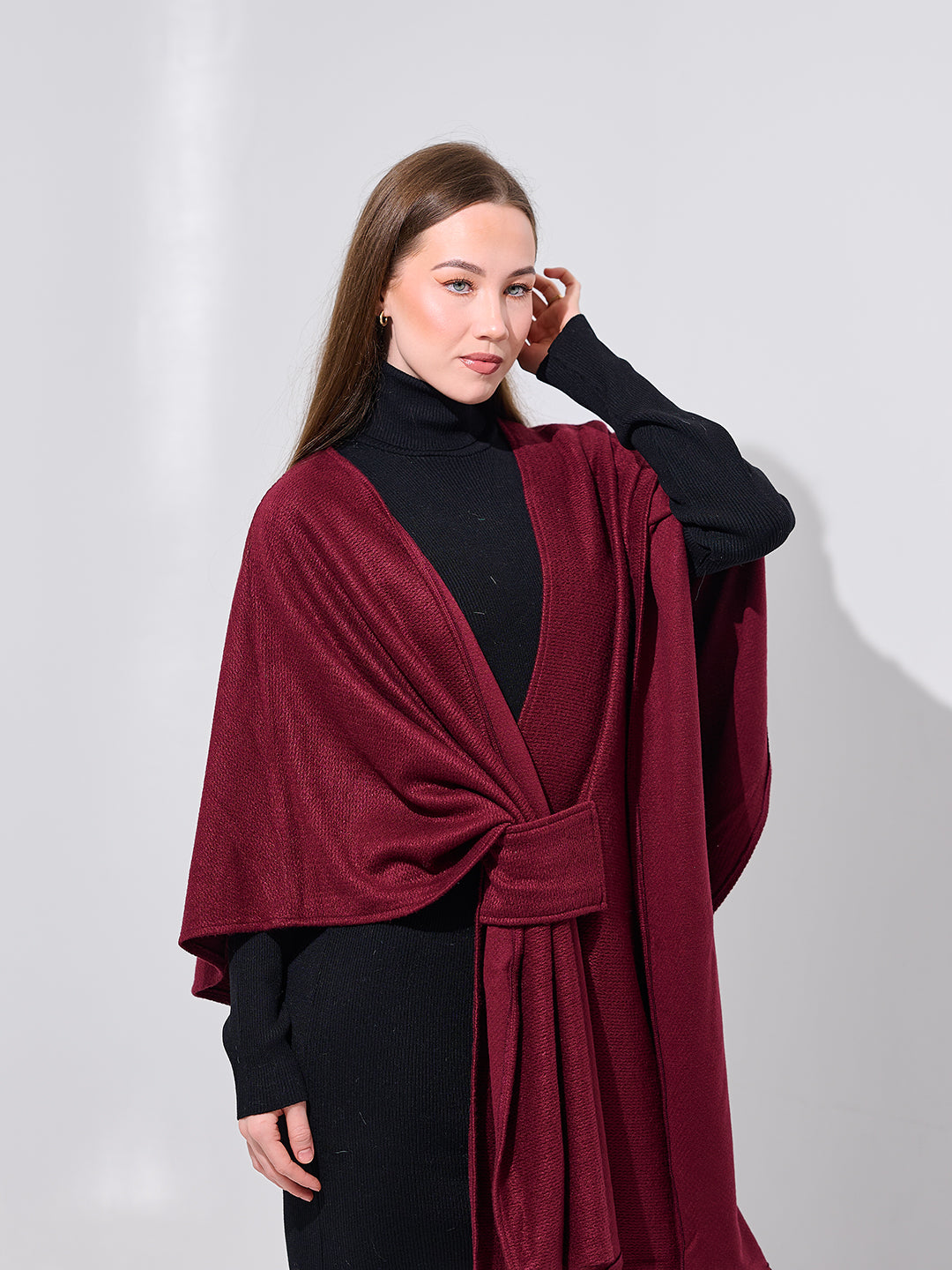 Twist-Front Knit Shawl