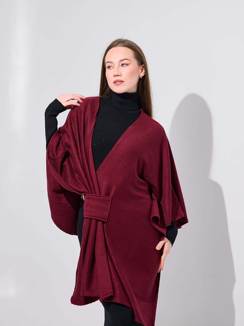 Twist-Front Knit Shawl