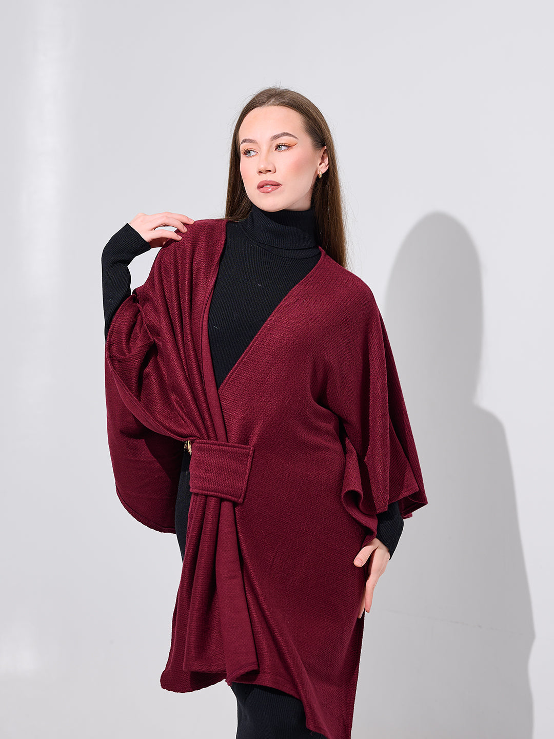 Twist-Front Knit Shawl