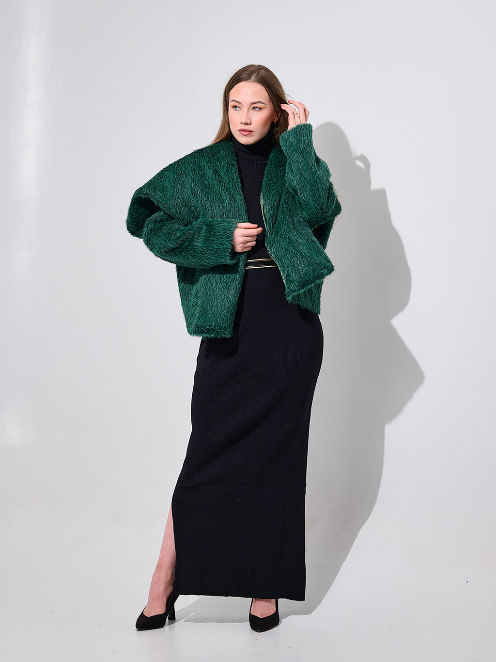 Oversized Marbled Fur Jacket