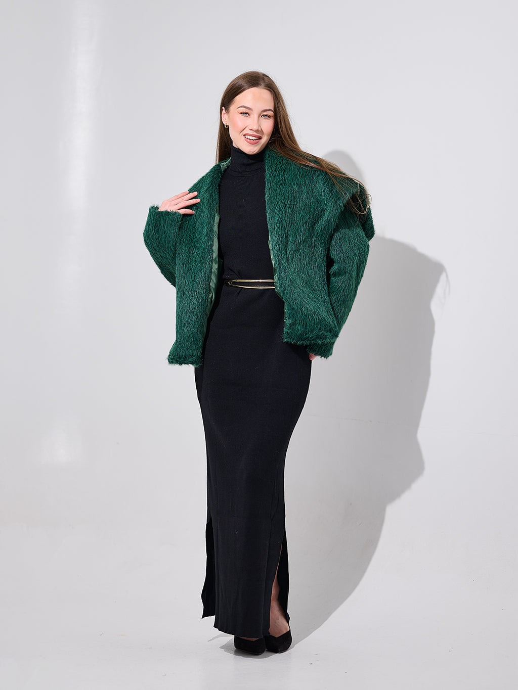 Oversized Marbled Fur Jacket