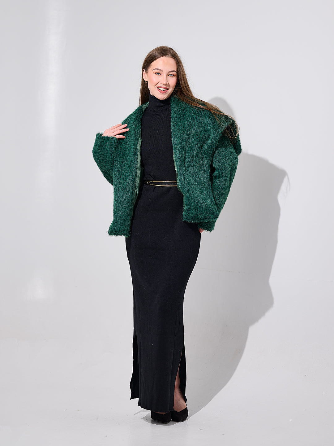 Oversized Marbled Fur Jacket