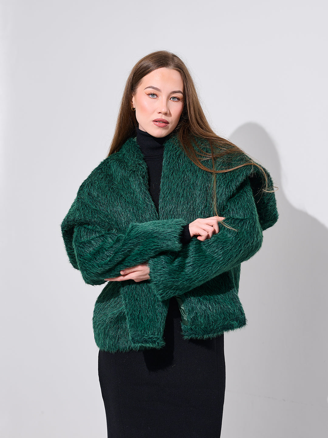 Oversized Marbled Fur Jacket