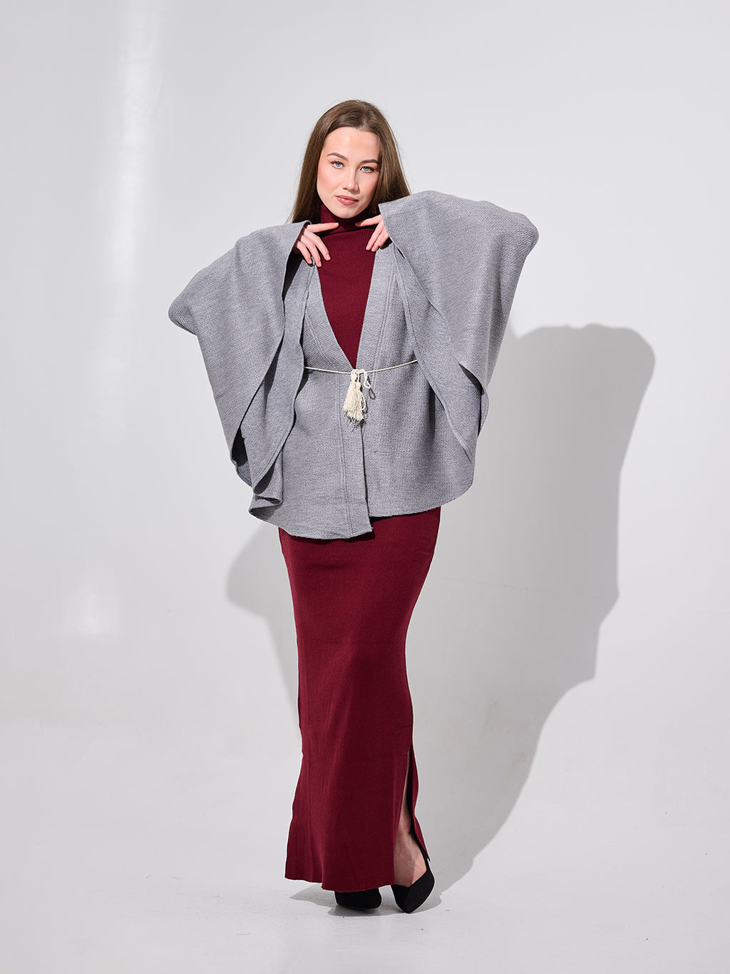 Grey Draped Kimono Wrap