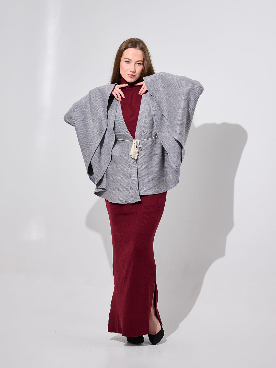 Grey Draped Kimono Wrap