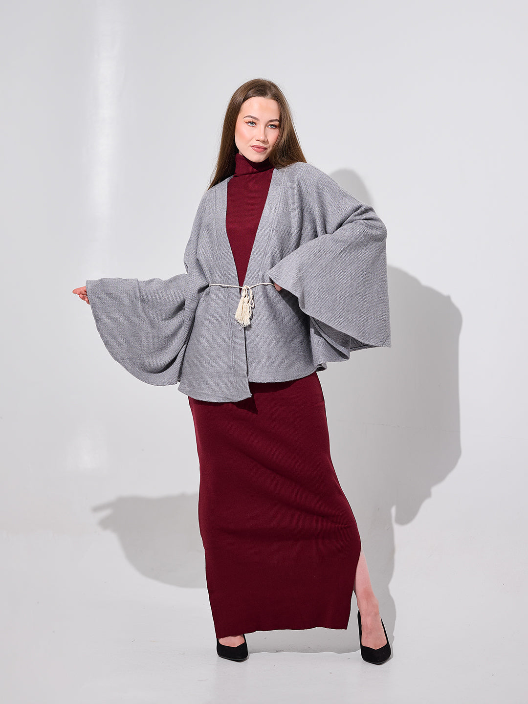 Grey Draped Kimono Wrap