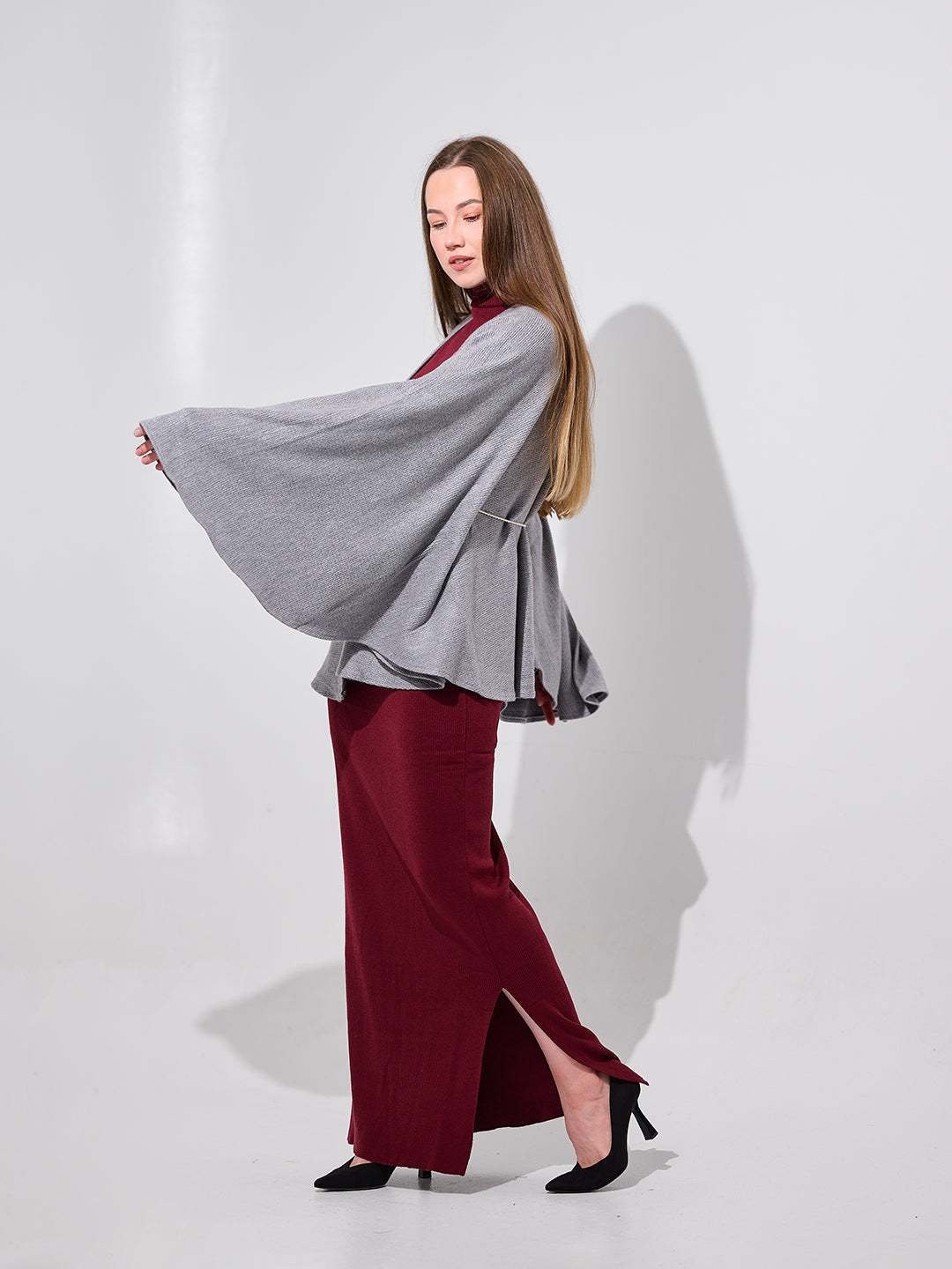 Grey Draped Kimono Wrap