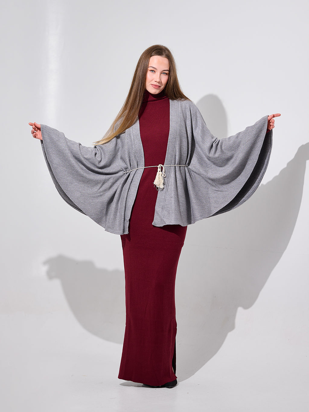 Grey Draped Kimono Wrap