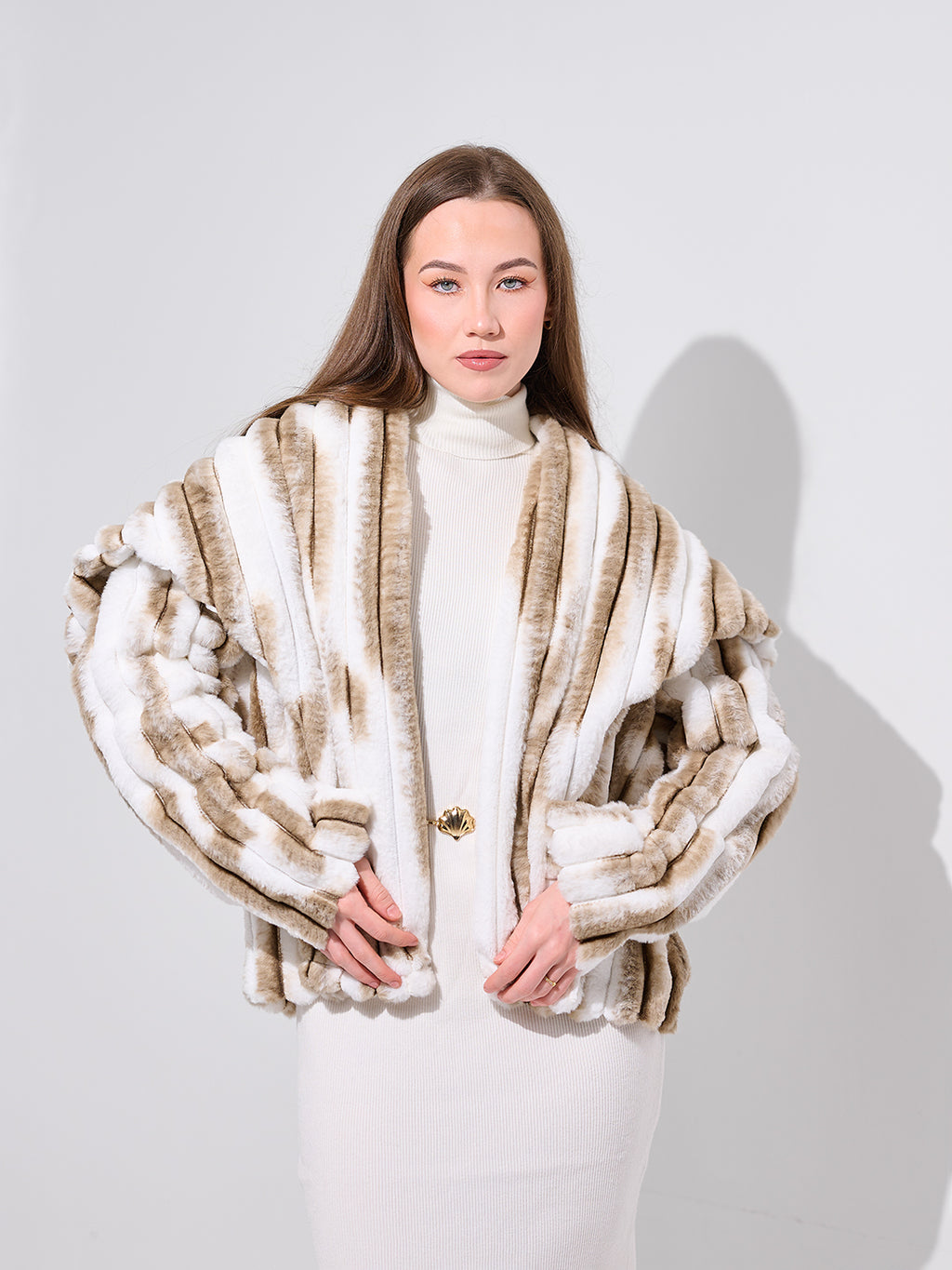 Striped Faux Fur Luxury Jacket