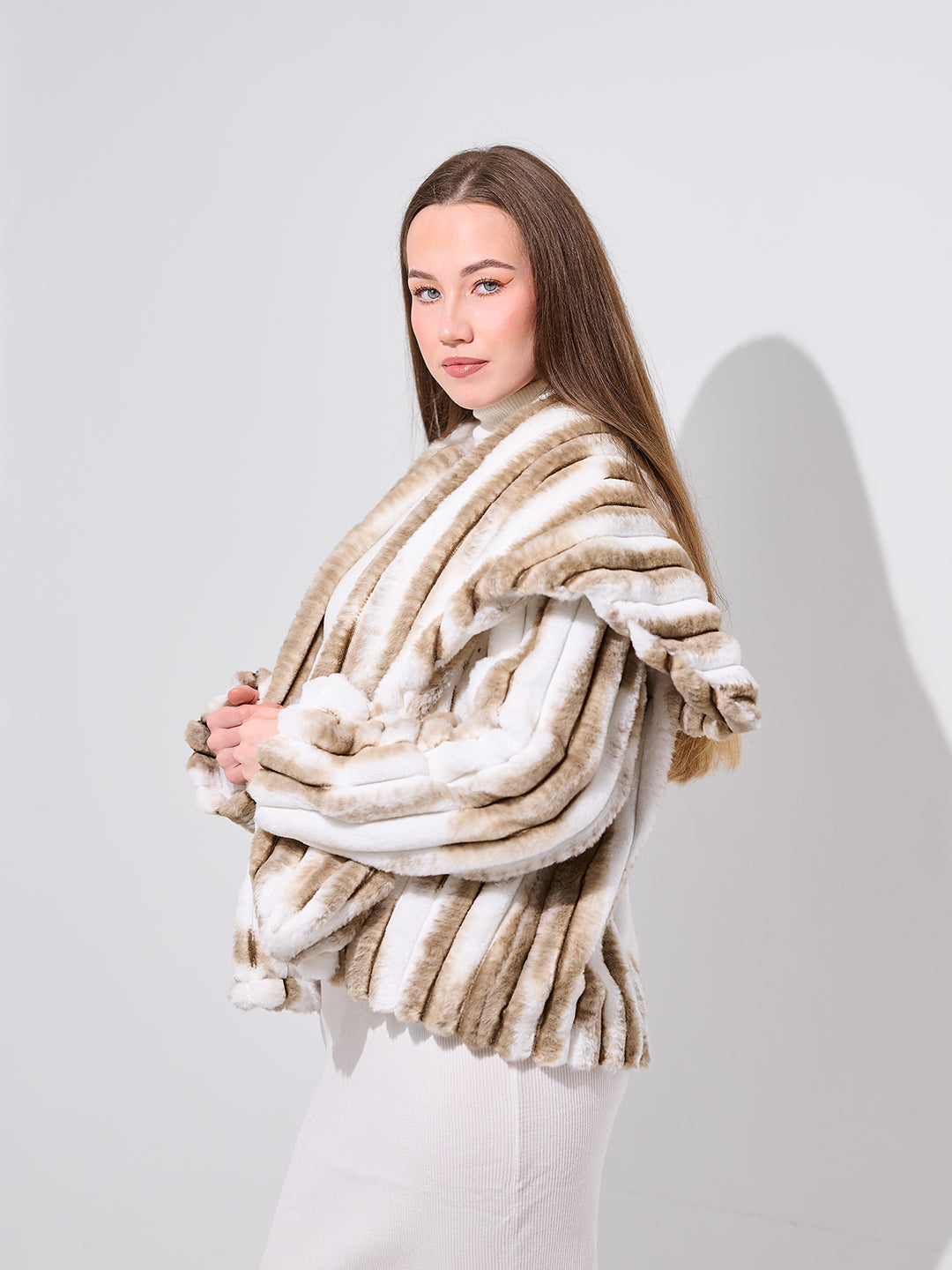 Striped Faux Fur Luxury Jacket