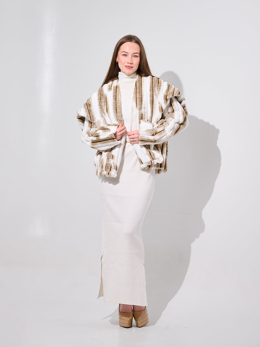 Striped Faux Fur Luxury Jacket