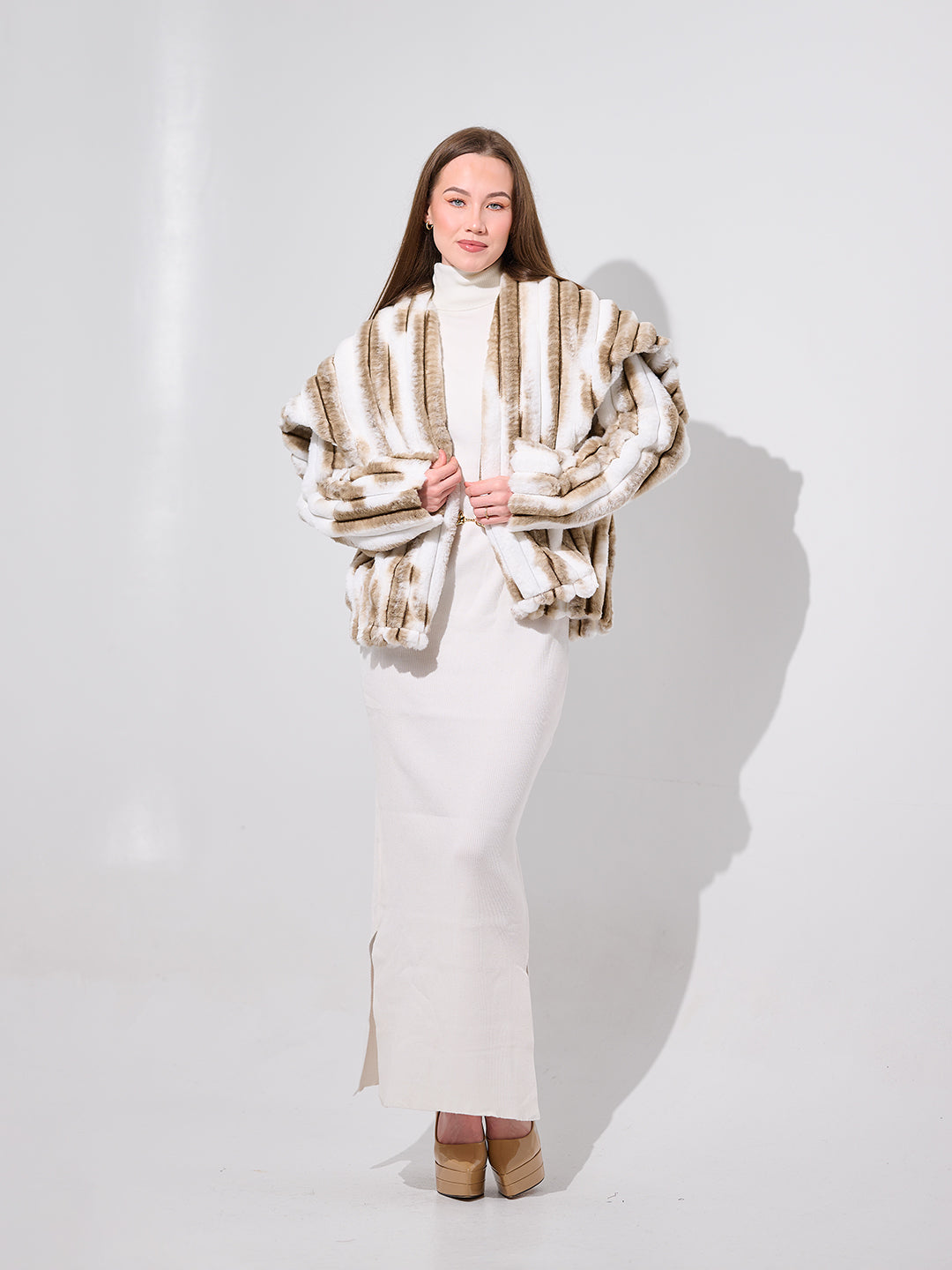 Striped Faux Fur Luxury Jacket