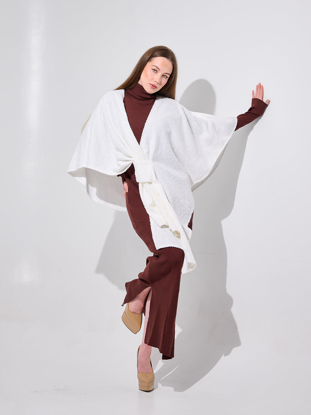 Twist-Front Knit Shawl