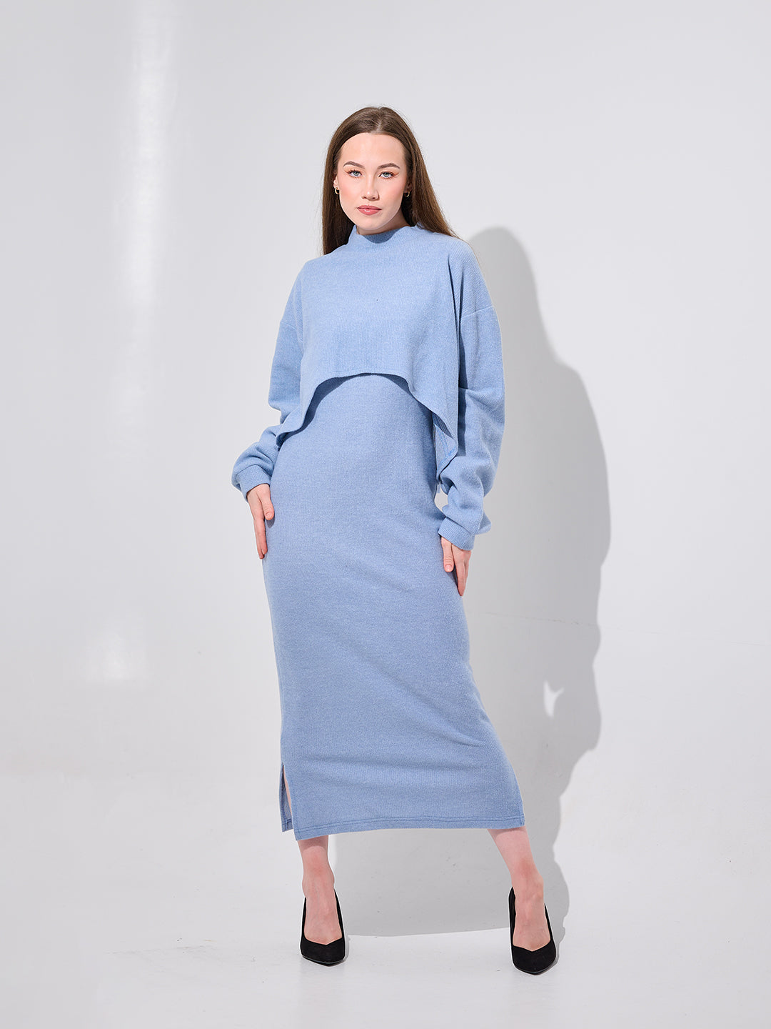 Mock Neck Midi Dress