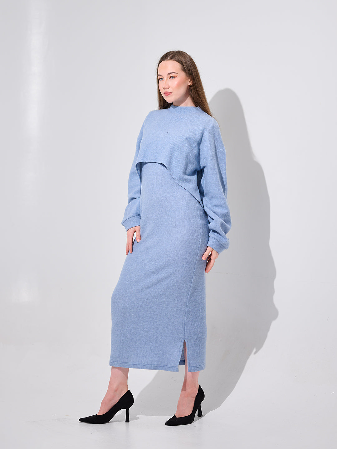 Mock Neck Midi Dress