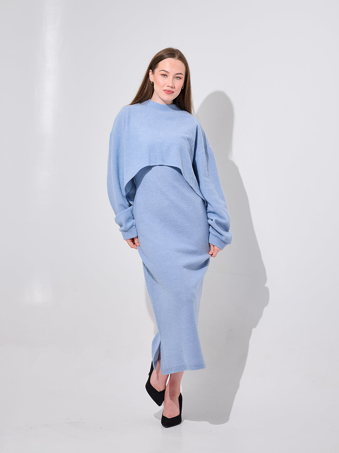 Mock Neck Midi Dress